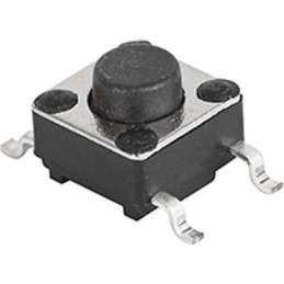 1 pcs - IP40 Black Tactile Switch, SPST 50mA 4.3mm Surface Mount