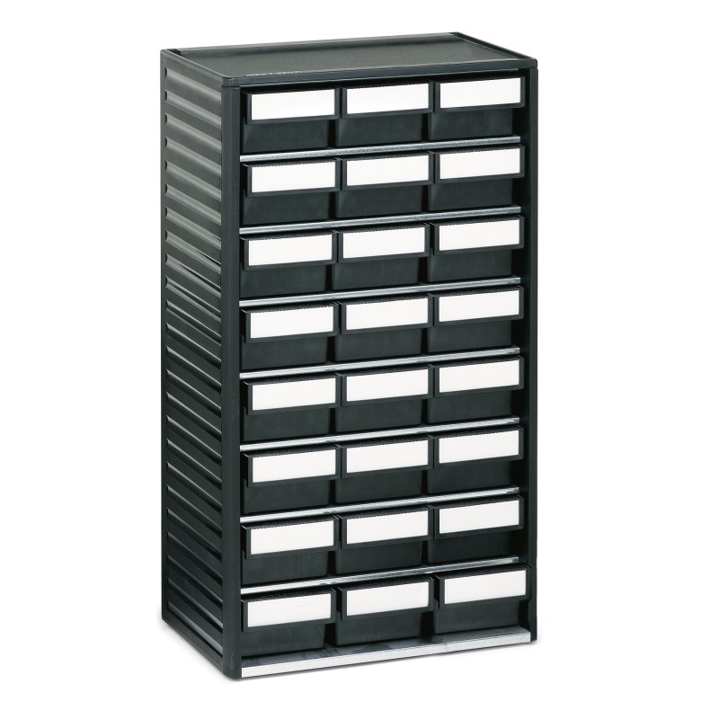 1 pcs - Treston 24 Drawer Storage Unit, PP, 550mm x 310mm x 180mm, Black
