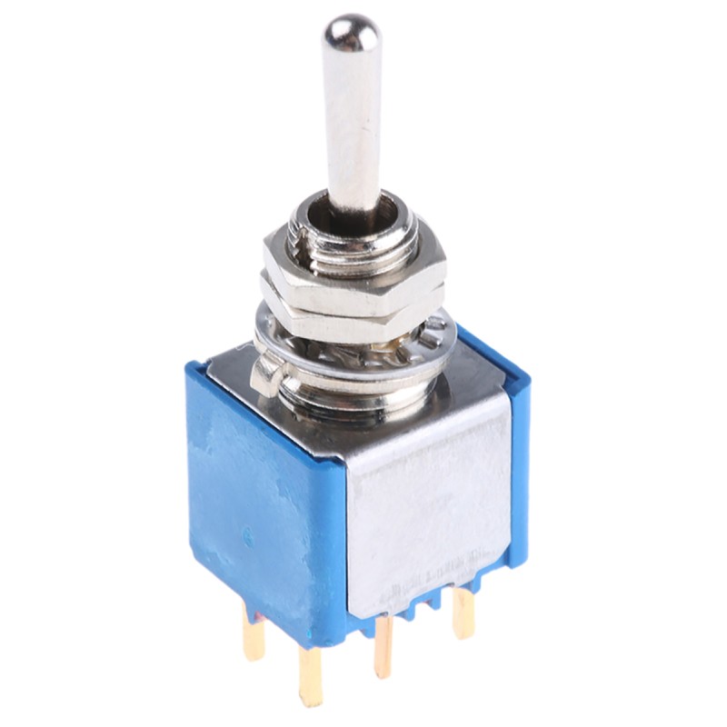 1 pcs - APEM Toggle Switch, PCB Mount, On-Off-On, DPST, PC Terminal Terminal, 20V ac/dc