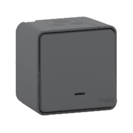 1 pcs - Schneider Electric Grey Push Button Light Switch, 1 Gang, Mureva Styl