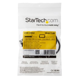 1 pcs - StarTech.com USB 2.0 Cable, Male USB A to Male Mini USB B Cable, 0.5m