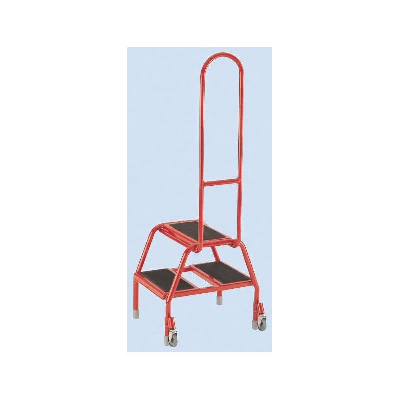 1 pcs - RS PRO 2 Tread Steel Steps 0.39m Platform Height, Red