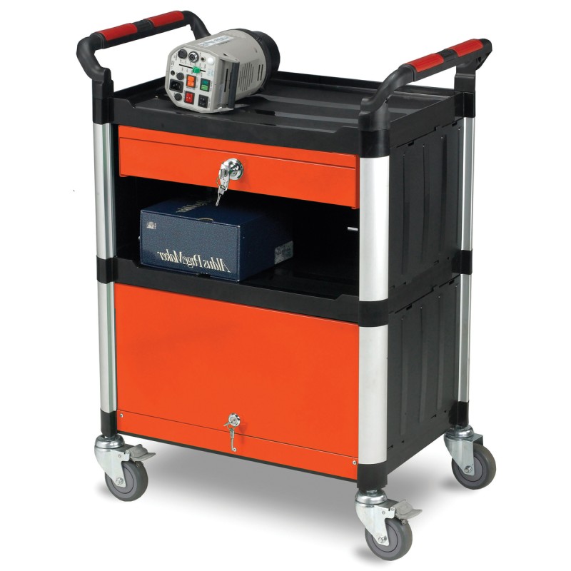 1 pcs - RS PRO 3 Shelf Aluminium Trolley, 630 x 424mm, 150kg Load