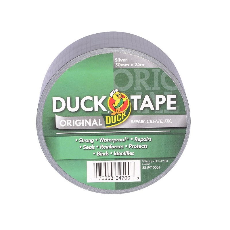1 pcs - DUCK TAPE Duck Tape 222225 Duct Tape, 25m x 50mm, Silver, Gloss Finish