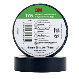 1 pcs - 3M Temflex Black Vinyl Electrical Tape, 19mm x 20m