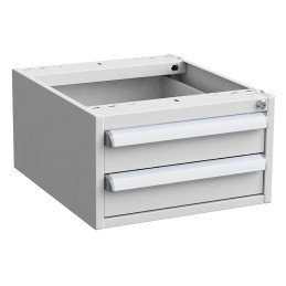 1 pcs - Treston 2 Drawer Unit, Steel, 260mm x 450mm x 520mm, Grey