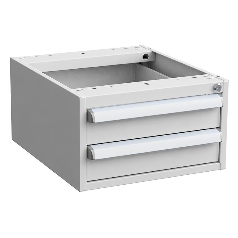 1 pcs - Treston 2 Drawer Unit, Steel, 260mm x 450mm x 520mm, Grey