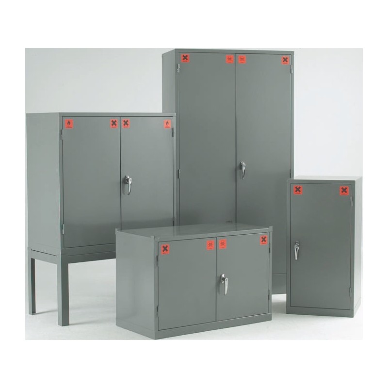 1 pcs - RS PRO Grey Steel Lockable 2 Door Hazardous Substance Cabinet, 1829mm x 915mm x 457mm