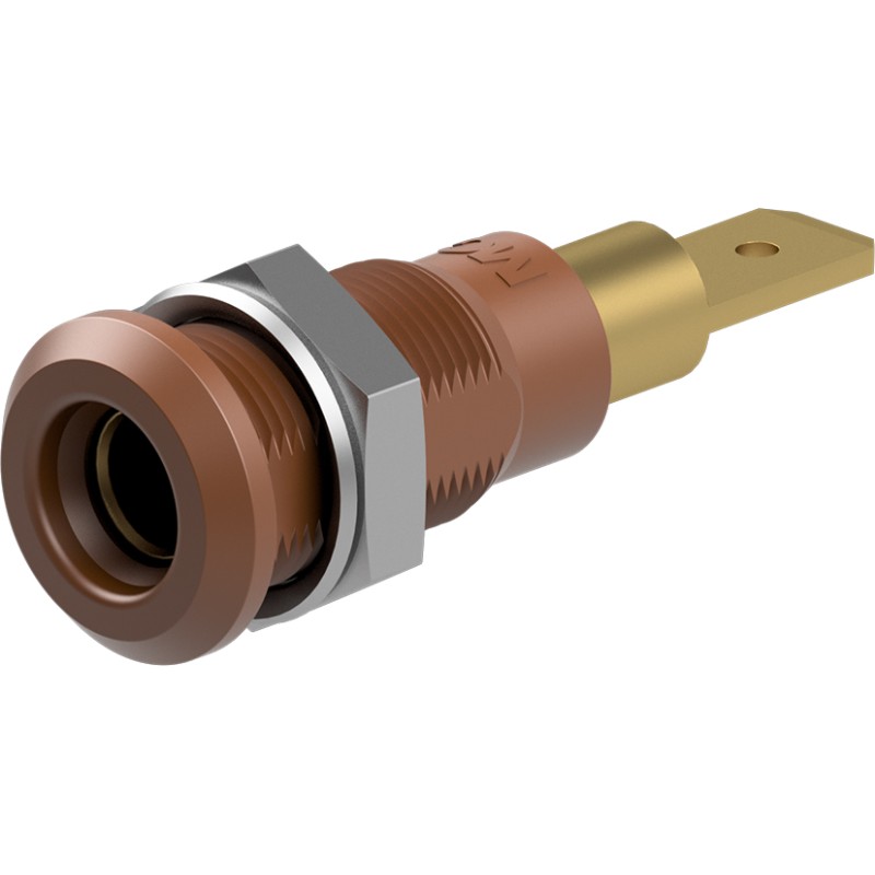1 pcs - Staubli Brown Socket Test Socket, Tab Termination, 25A, 30V ac, Gold Plating