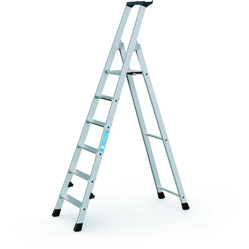 1 pcs - Zarges Aluminium 6 steps Step Ladder, 1.26m platform height, 1.86m open length