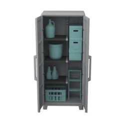 1 pcs - RS PRO 2 Door Plastic Lockable Floor Standing Storage Cabinet, 780 x 430 x 1840mm