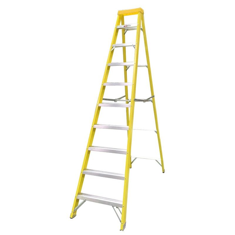 1 pcs - RS PRO Fibreglass 10 steps Step Ladder, 2.11m platform height, 2.8m open length