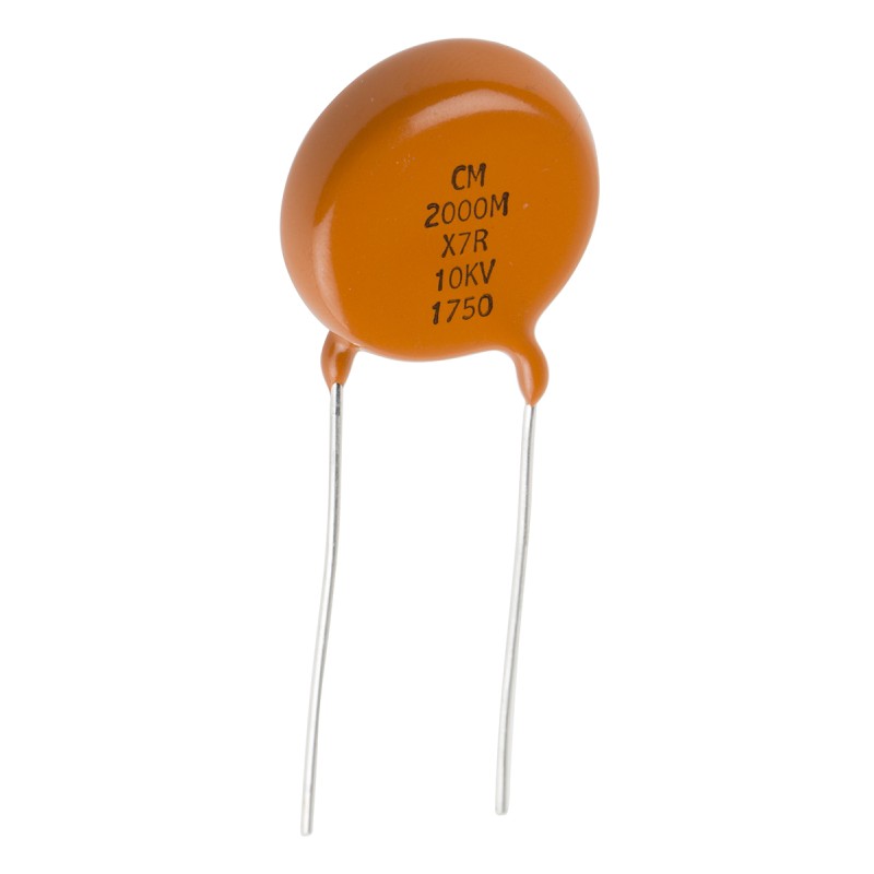 1 pcs - Vishay Single Layer Ceramic Capacitor (SLCC) 2nF 10kV dc X7R Dielectric, 615R, Through Hole +105°C Max Op. Temp.