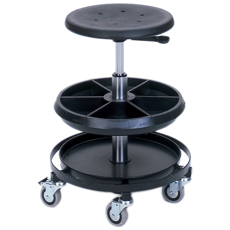 1 pcs - Bott PUR Mobile Stool 0.51 - 0.77m Platform Height, Black