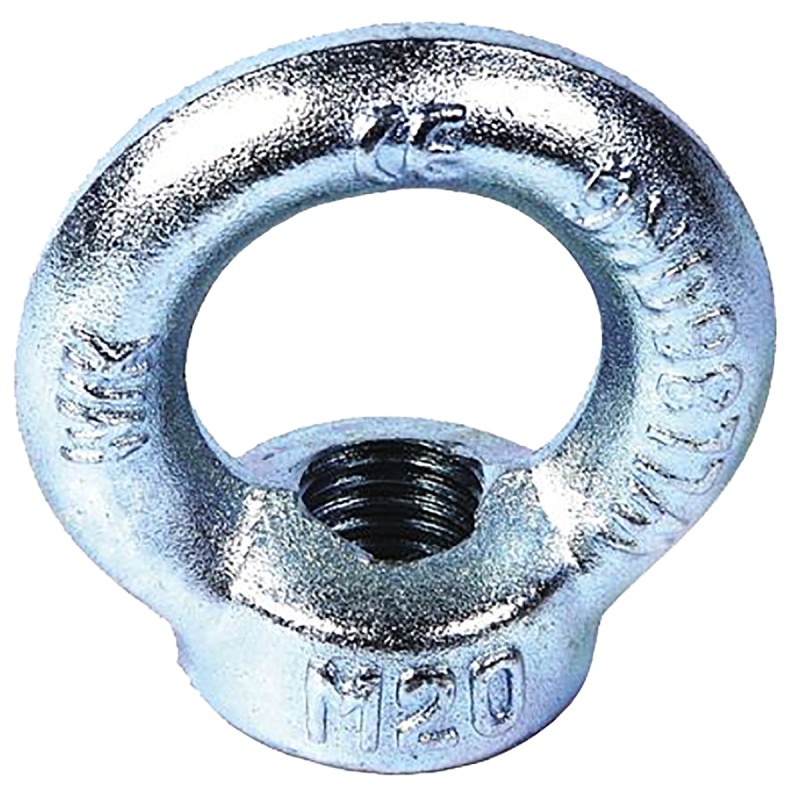 1 pcs - RS PRO Carbon Steel Eye Nut, M20 Thread, 40mm Internal Eye Diameter, 72mm Outer Eye Diameter, 1.2t Load