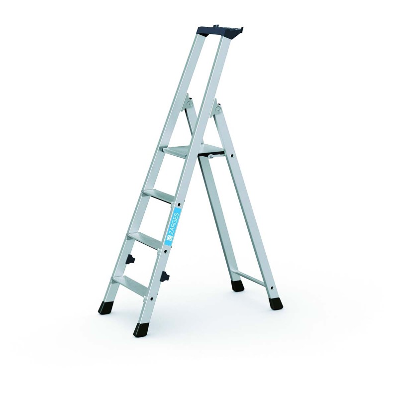 1 pcs - Zarges Aluminium 4 steps Step Ladder, 0.83m platform height, 1.43m open length
