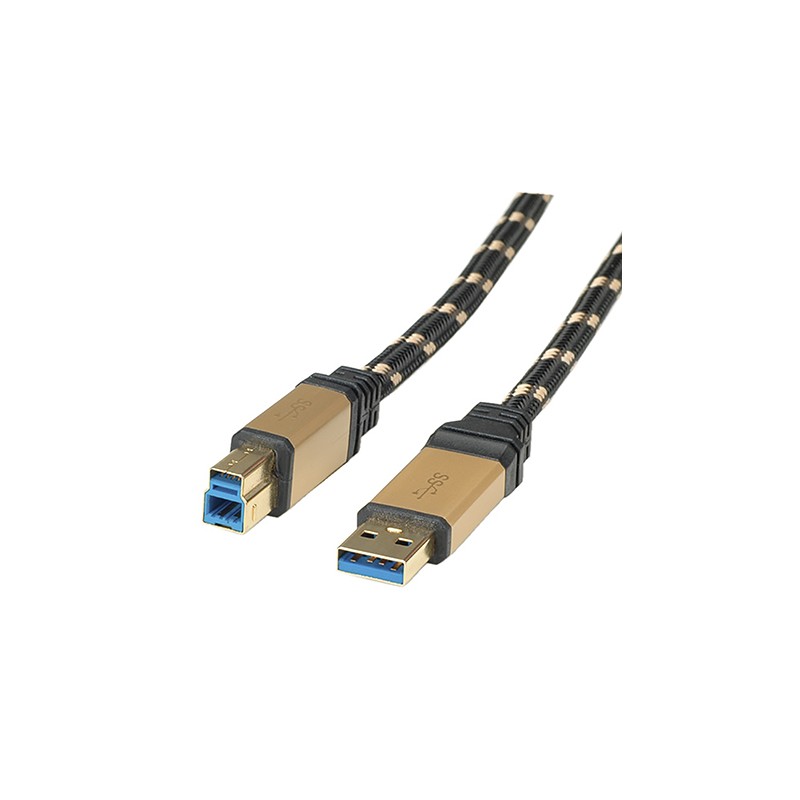 1 pcs - Roline USB 3.0 Cable, Male USB A to Male USB B Cable, 800mm