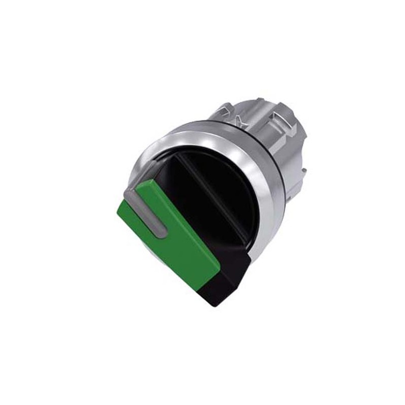 1 pcs - Siemens SIRIUS ACT Series 2 Position Selector Switch Head, 22mm Cutout, Green Handle