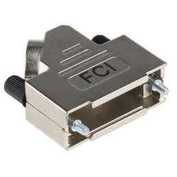 1 pcs - Amphenol ICC 8655MHR Series Die Cast Zinc Angled D Sub Backshell, 15 Way, Strain Relief