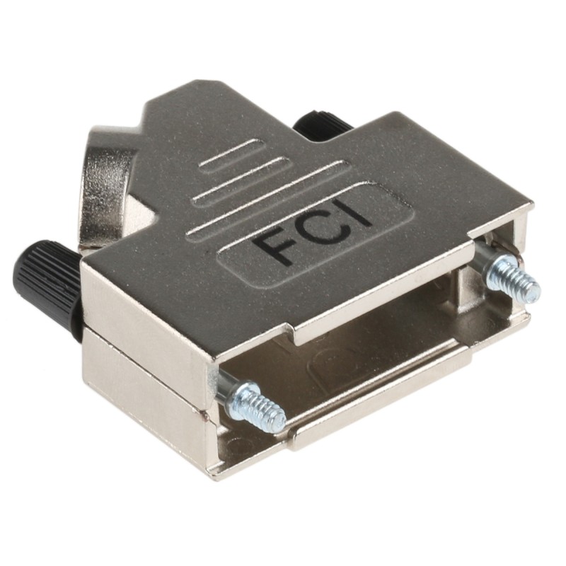 1 pcs - Amphenol ICC 8655MHR Series Die Cast Zinc Angled D Sub Backshell, 15 Way, Strain Relief