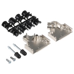 1 pcs - Amphenol ICC 8655MHR Series Die Cast Zinc Angled D Sub Backshell, 15 Way, Strain Relief