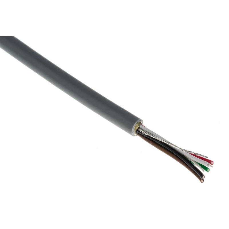 1 Reel of 500 M - RS PRO Multicore Data Cable, 0.22 mm², 5 Cores, 24 AWG, Screened, 500m, Grey Sheath