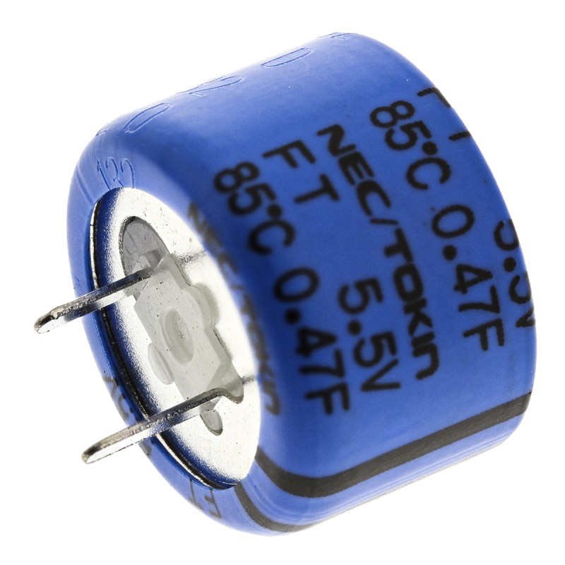 1 pcs - KEMET 0.47F Supercapacitor -20 - +80% Tolerance, Supercap FT 5.5V dc, Through Hole