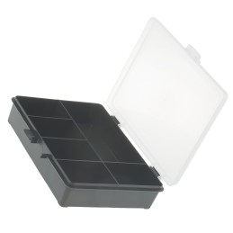 1 pcs - Raaco 6 Cell Black PP Compartment Box, 40mm x 179mm x 151mm