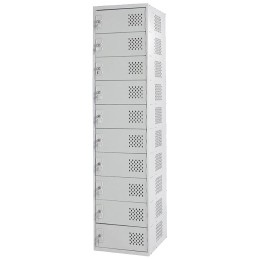 1 pcs - RS PRO 10 Door Vented Mild Steel Grey Laptop Charging Locker, 1800 mm x 450 mm x 450mm