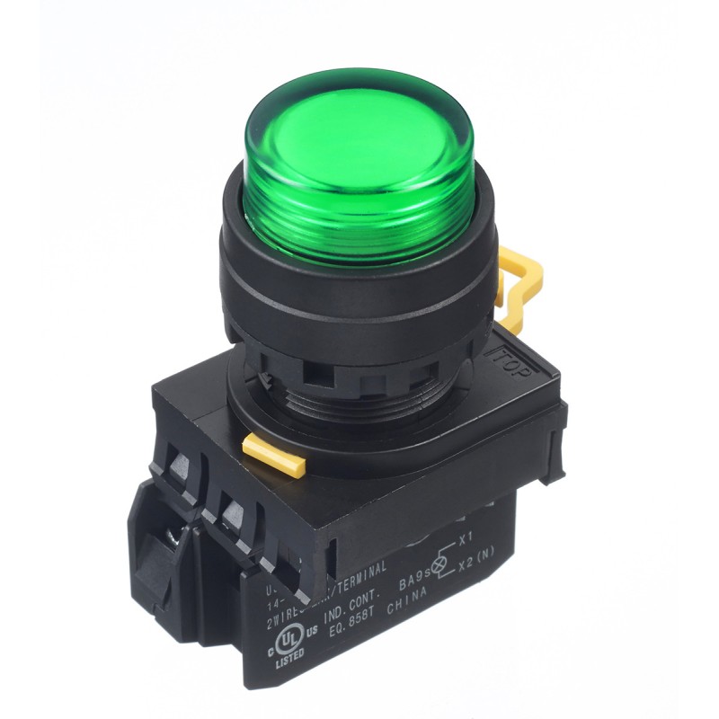 1 pcs - Idec YW Series Illuminated Push Button Complete Unit, Panel Mount, 22mm Cutout, SPST, IP65