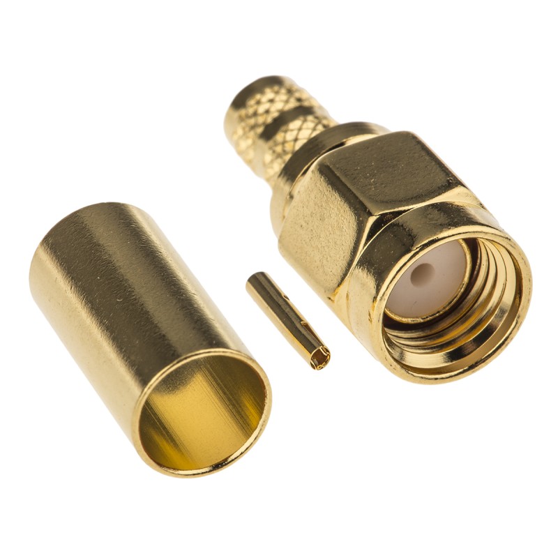 100 pcs - Amphenol RF, Plug Cable Mount SMA Connector, 50Ω, Crimp Termination, Straight Body