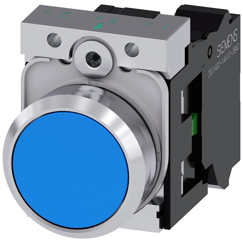 1 pcs - Siemens SIRIUS ACT Series Push Button Complete Unit, 22mm Cutout, SPST, IP66, IP67, IP69(IP69K)