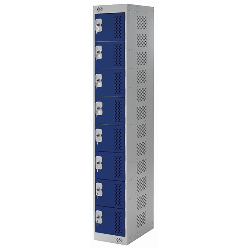 1 pcs - RS PRO 6 Door Vented Mild Steel Blue Locker, 1800 mm x 300 mm x 450mm