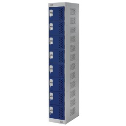 1 pcs - RS PRO 8 Door Vented Mild Steel Blue Locker, 1800 mm x 300 mm x 450mm