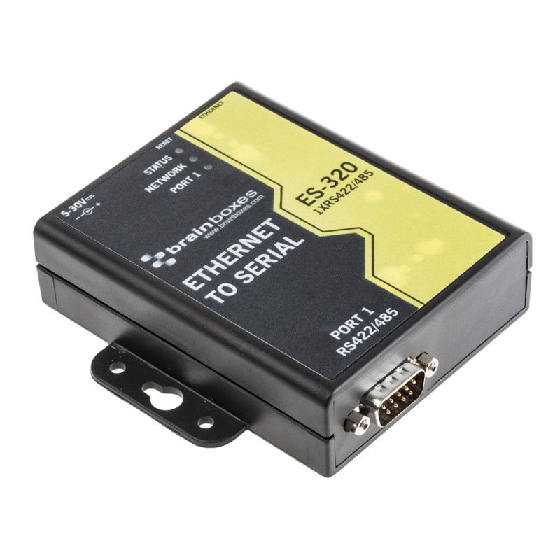 1 pcs - Brainboxes Serial Device Server, 1 Ethernet Port, 1 Serial Port, RS422, RS485 Interface, 1Mbit/s Baud Rate