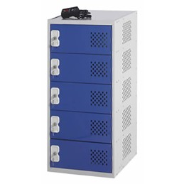 1 pcs - RS PRO 5 Door Vented Mild Steel Blue Locker, 900 mm x 450 mm x 450mm