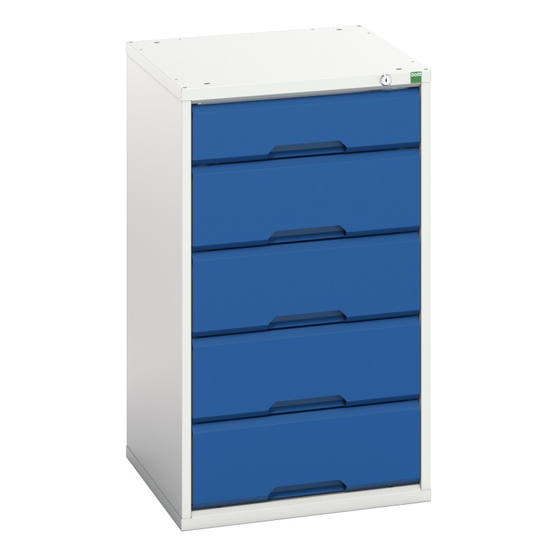 1 pcs - Bott 5 Drawer Storage Unit, Steel, 900mm x 525mm x 550mm, Blue, Grey