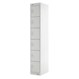 1 pcs - RS PRO 6 Door Steel Light Grey Storage Locker, 1800 mm x 300 mm x 300mm