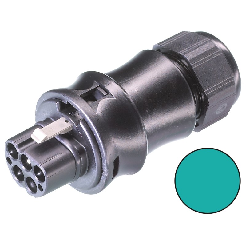 1 pcs - Wieland RST20i5 Series Connector, 5-Pole, Male, 1-Way, Cable Mount, 20A, IP66, IP68, IP69