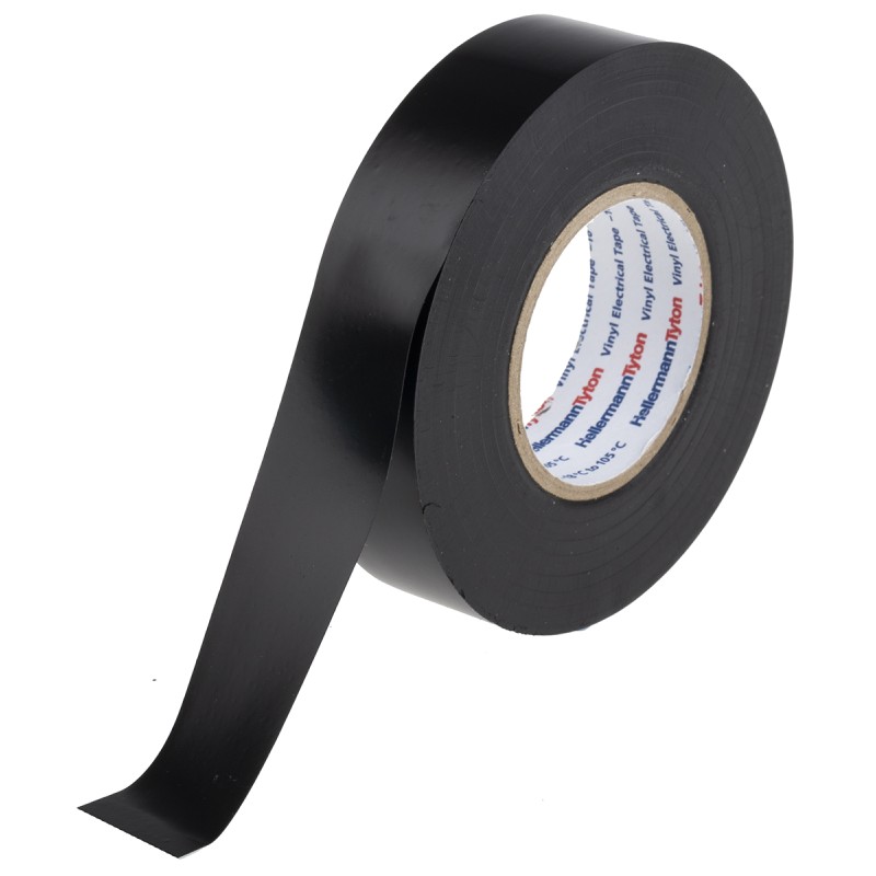 1 pcs - HellermannTyton HelaTape Flex Black Electrical Tape, 19mm x 20m