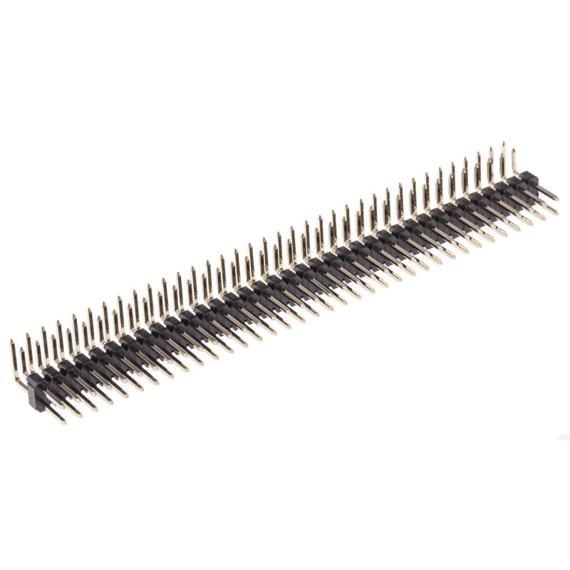 100 pcs - HARWIN M20 Series Right Angle Through Hole Pin Header, 72 Contact(s), 2.54mm Pitch, 2 Row(s), Unshrouded