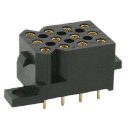1 pcs - Souriau SMS Series Straight PCB Mount PCB Socket, 12-Contact, 4-Row, 5.08mm Pitch, Solder Termination