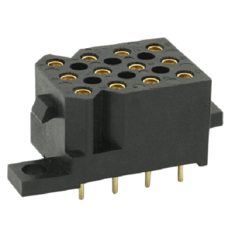 1 pcs - Souriau SMS Series Straight PCB Mount PCB Socket, 12-Contact, 4-Row, 5.08mm Pitch, Solder Termination