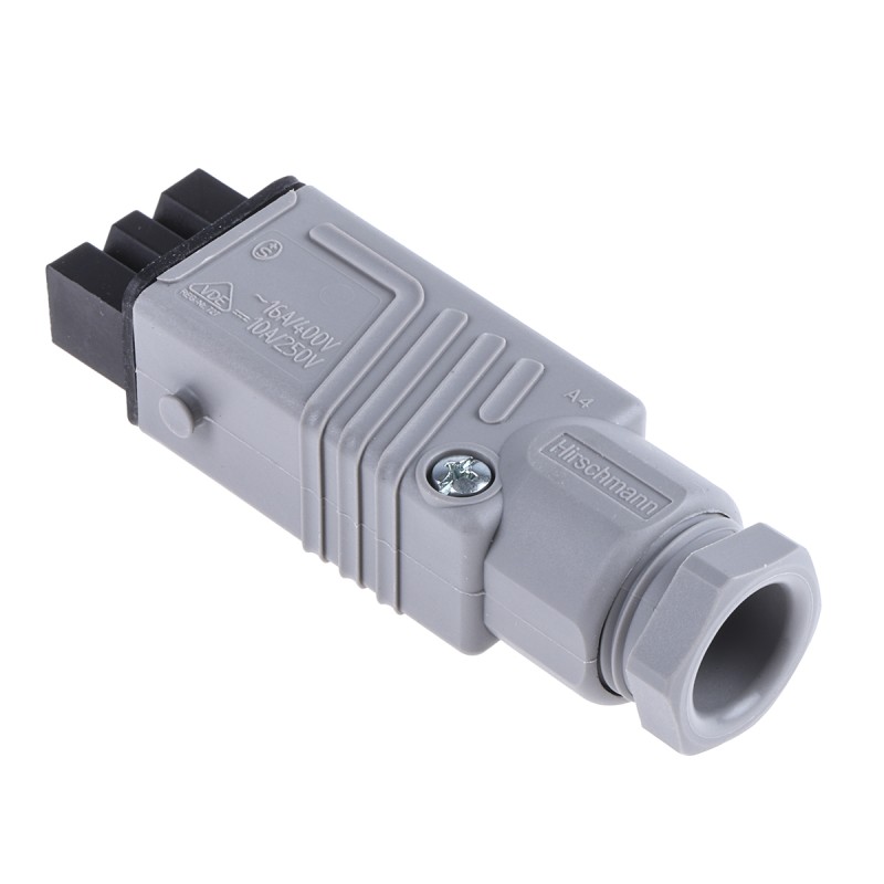 1 pcs - Hirschmann, ST IP54 Black, Grey Cable Mount 3P + E Heavy Duty Power Connector Socket, Rated At 16A, 250 V, 400 V