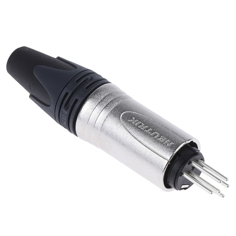 1 pcs - Neutrik Cable Mount XLR Connector, Male, 50 V, 6 Way, Silver over Nickel Plating