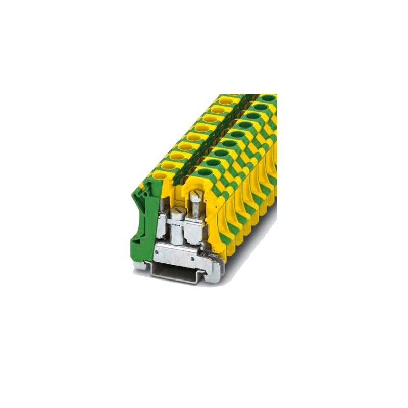 1 pcs - Siemens 8WH1201 Series Green/Yellow DIN Rail Terminal Block, Single-Level, Screw Termination