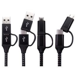 1 pcs - RS PRO USB 2.0 Cable, Male USB A, USB C to Male Cable, 1m