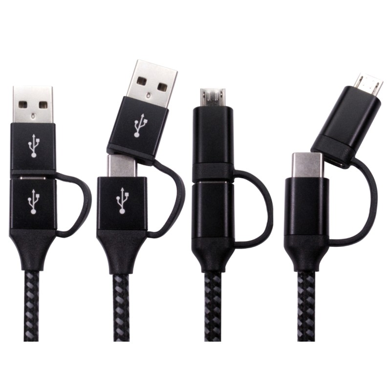 1 pcs - RS PRO USB 2.0 Cable, Male USB A, USB C to Male Cable, 1m