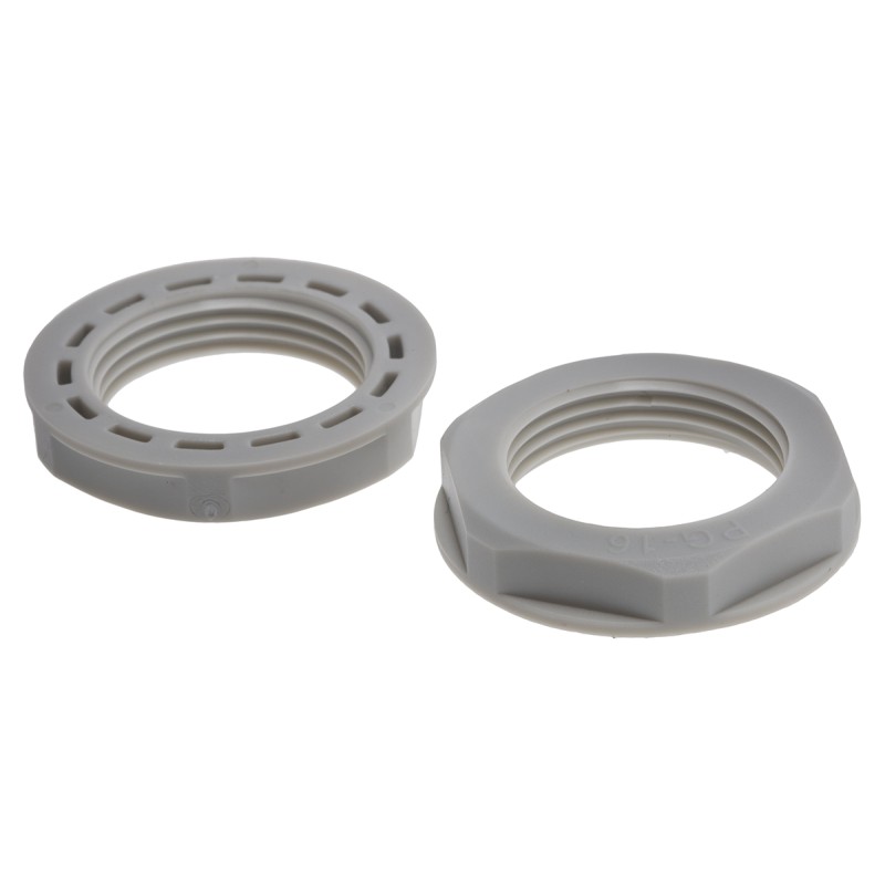 25 pcs - RS PRO Grey Nylon 66 Cable Gland Locknut, PG16 Thread, IP68