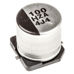 1 pcs - Panasonic 100μF Surface Mount Polymer Capacitor, 50V dc